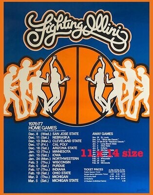 Item.B.110.​1976-77 Illinois Basketball Poster REPRINT (11" x 14")