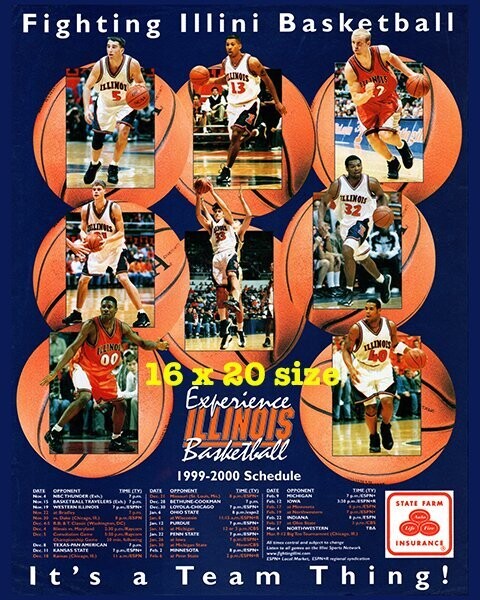 Item.B.114.​1999-00 Illinois Basketball Poster REPRINT (16" x 20")