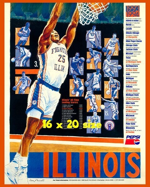 Item.B.120.​1993-94 Illinois Basketball Poster REPRINT (16" x 20")
