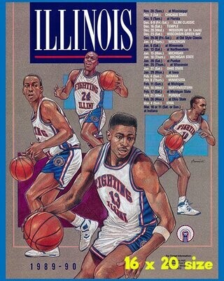 Item.B.123.​1989-90 Illinois Basketball Poster REPRINT (16" x 20")