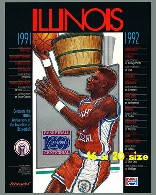 Item.B.129.​1991-92 Illinois Basketball Poster REPRINT (16" x 20")