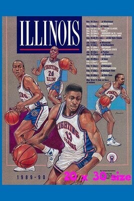 Item.B.124.​1989-90 Illinois Basketball Poster REPRINT (20" x 30")
