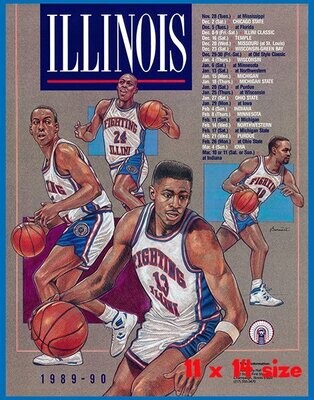 Item.B.122.​1989-90 Illinois Basketball Poster REPRINT (11" x 14")