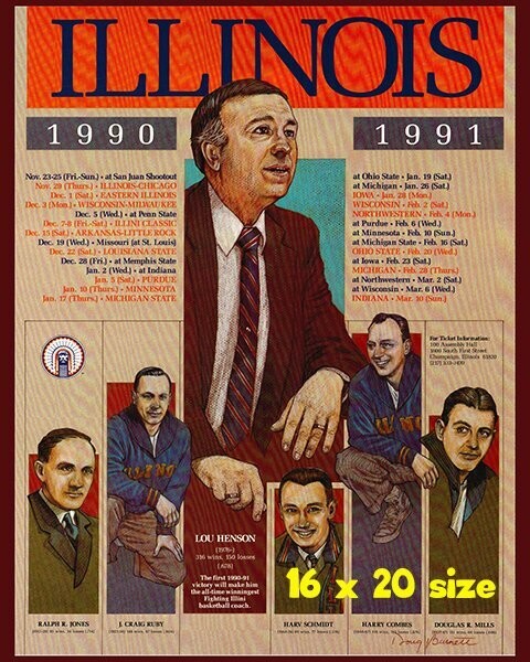 Item.B.126.​1990-91 Illinois Basketball Poster REPRINT (16" x 20")