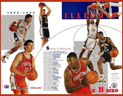 Item.B.131.​1992-93 Illinois Basketball Poster REPRINT (11" x 14")