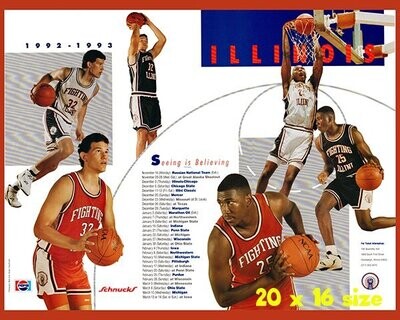 Item.B.132.1992-93 Illinois Basketball Poster REPRINT (16" x 20")