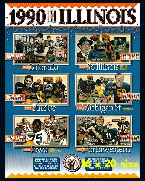 Item.C.118.​1990 Illinois Football Poster REPRINT (16" x 20")