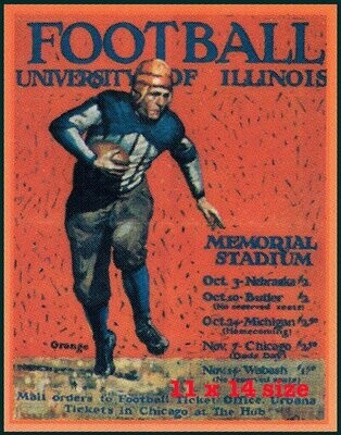 Item.C.183.​1925 Illinois Football Poster REPRINT (11" x 14")