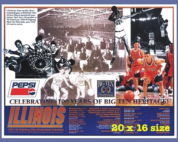 Item.B.159.​1995-96 Illinois Basketball Poster REPRINT (20" x 16")