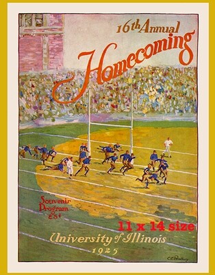 Item.C.252.1925 Illinois Football Homecoming Program Cover REPRINT (11" x 14")