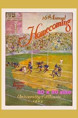 Item.C.254.​1925 Illinois Football Homecoming Program Cover REPRINT (20" x 30")