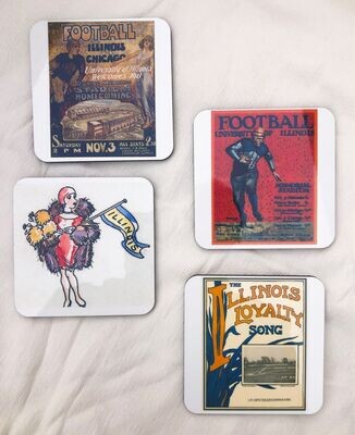Item.X.05.Set of Four 1920s Illini-Themed (Beverage) Coasters