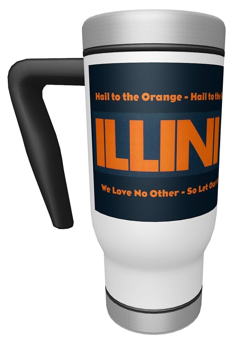 Item.X.64.17-Ounce Travel Mug with handle featuring "ILLINI SPIRIT"