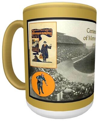 Item.X.73.​15-Ounce Ceramic Mug with handle featuring Memorial Stadium's First Game (1923)