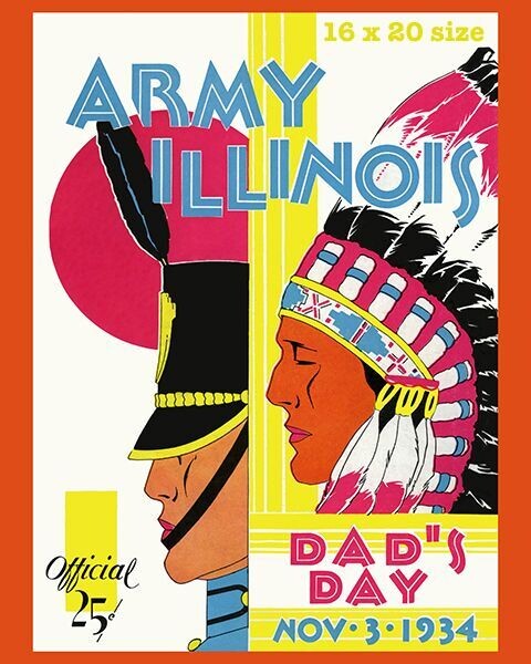 Item.C.395.1934 Illinois-Army Football Program Cover REPRINT (16" x 20")