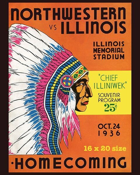 Item.C.415.1936 Illinois-Northwestern Football Game Program Cover REPRINT (16" x 20")