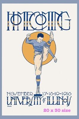 Item.C.454.​​1916 Illinois Football Homecoming Program Cover REPRINT (20" x 30")