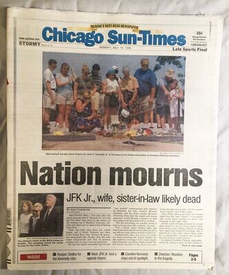 Item.L.31.JFK Jr. plane crash newspaper - Chicago Sun-Times (July 19, 1999)