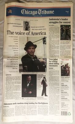 Item.L.34.Frank Sinatra death - TWO Chicago Tribune papers (May 16 & 17, 1998)