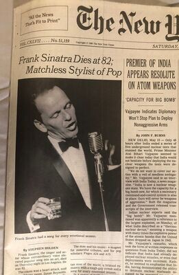 Item.L.33.Frank Sinatra Death - New York Times (May 16, 1998)