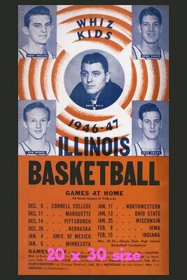 Item.B.217.1946-47 Illinois Basketball Poster REPRINT (20" x 30")