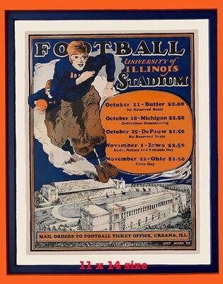 Item.C.497.1924 Illinois Football Poster REPRINT (11" x 14")
