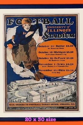 Item.C.500.​1924 Illinois Football Poster REPRINT (20" x 30")