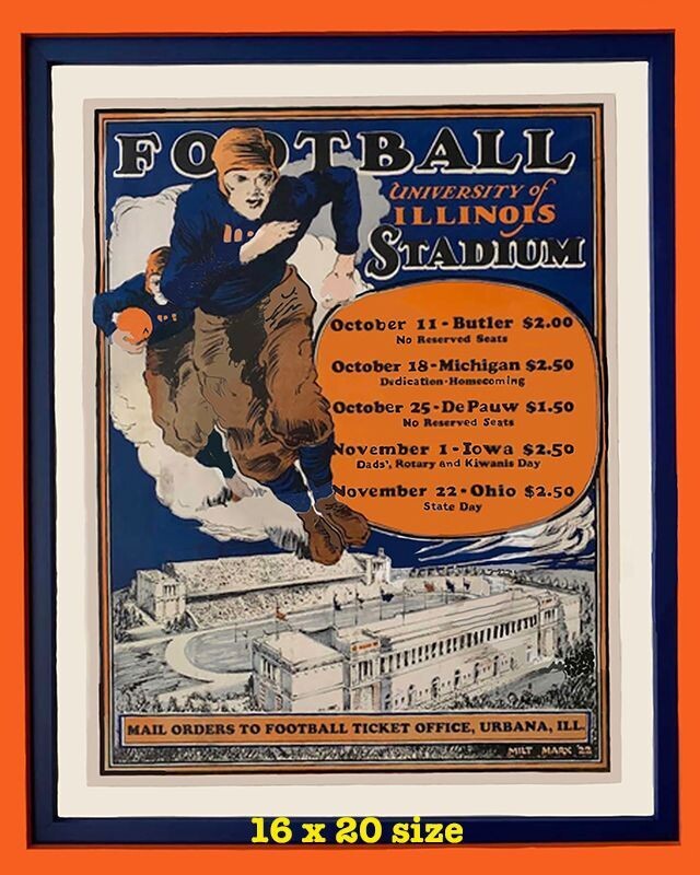 Item.C.498.​1924 Illinois Football Poster REPRINT (16" x 20")