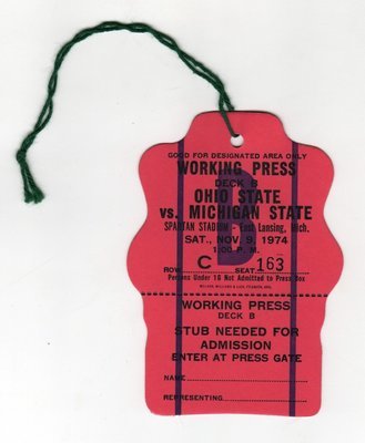 Item.S.05.1974 Michigan State-Ohio State press box credential