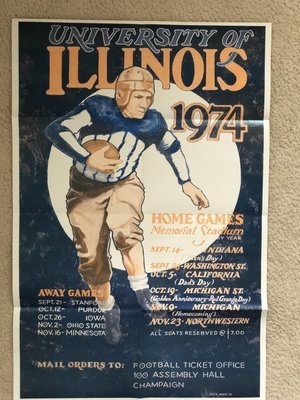 Item.C.02.1974 RED GRANGE Univ. of Illinois Football Football Poster (larger paper version)