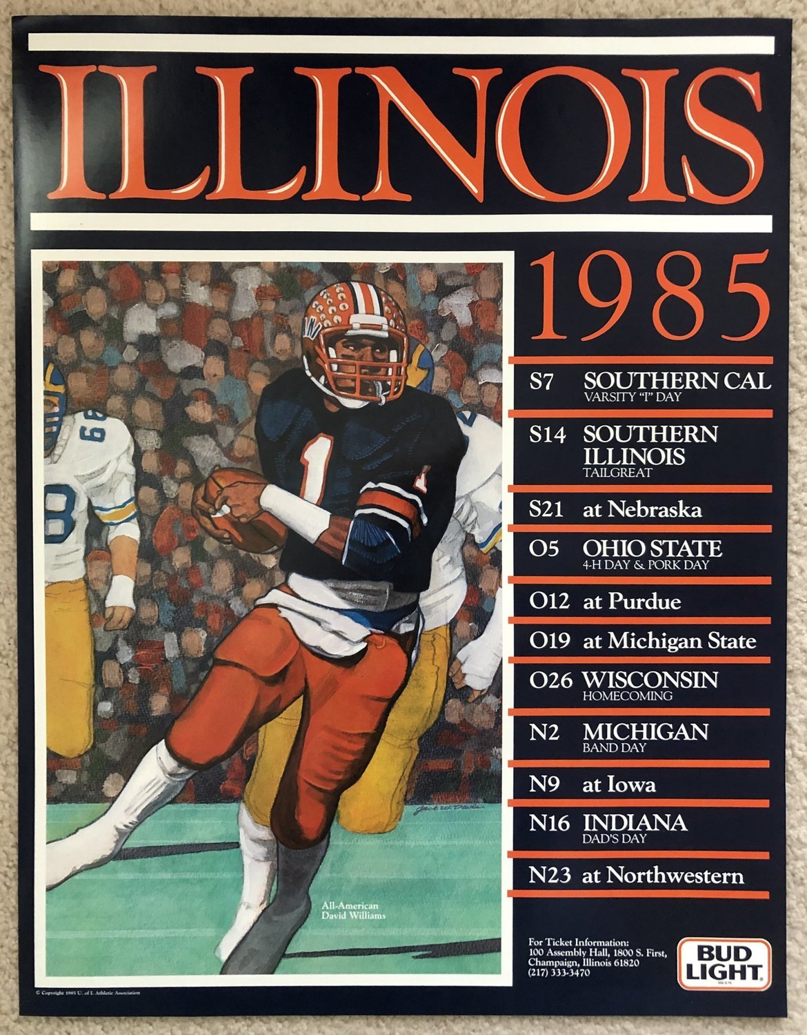 JOIN THE FIGHT  2019 Fighting Illini Football Poster - University