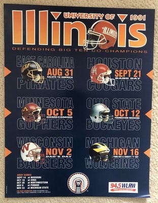 Item.C.22.1991 University of Illinois Football Poster (original)