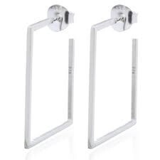 RECTANGULAR SILVER PLATED EARRING