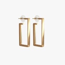 RECTANGULAR GOLD PLATED EARRING