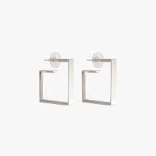 SQUARE SILVER PLATED EARRING