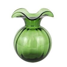 HIBISCUS GLASS DARK GREEN BUD VASE