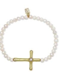 POETIC CROSS PEARL BRACELET