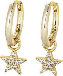 JAE STAR PAVE GOLD WHITE CRYSTAL HUGGIE EARRING