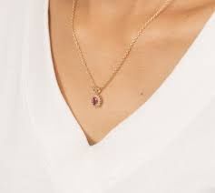 DAPHNE FRAMED PNDNT GOLD MAGENTA OPAL NECKLACE
