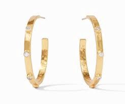 CRESCENT STONE HOOP CUBIC ZIRCONIA  XL