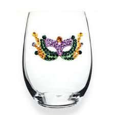 MARDI GRAS STEMLESS WINE GLASS