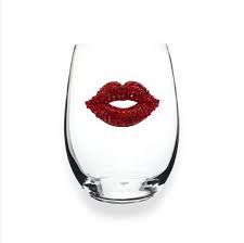 RED LIPS STEMLESS WINE GLASS