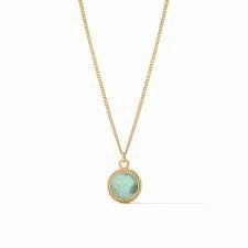FLEUR DE LIS SOLITAIRE NECKLACE AQUAMARINE BLUE