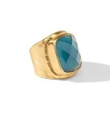 TUDOR STATEMENT RING PEACOCK BLUE 8