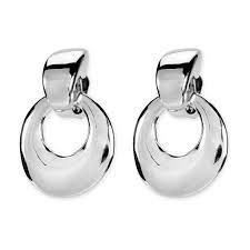 LARGEG CIRCLE DOOR KNOCKER CLIP EARRING STERLING SILVER