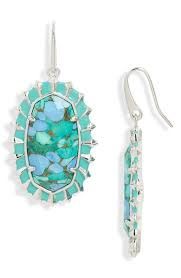 DANI CLR BRST FRM DROP EARRING RHODIUM VEINED AQUA