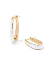 KELSEY GOLD HOOP EARRING WHITE ENAMEL