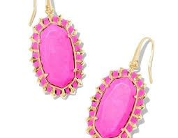 DANI CLR BRST FRM DROP EARRING GOLD NEON PINK