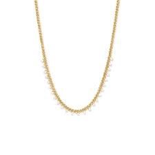 KELSEY GOLD STRAND NECKLACE WHITE ENAMEL