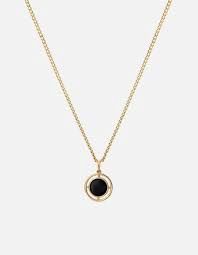 FLEUR DI LIS SOLITAIRE NECKLACE OBSIDIAN BLACK